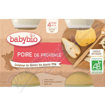 BABYBIO hruška 4m+ 2x130g