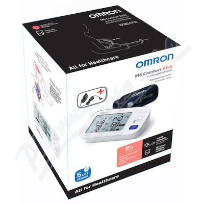 Tonometr digi.OMRON M6 Comfort AFib pažní+zdroj